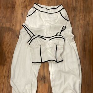 2 piece pants set black and white
